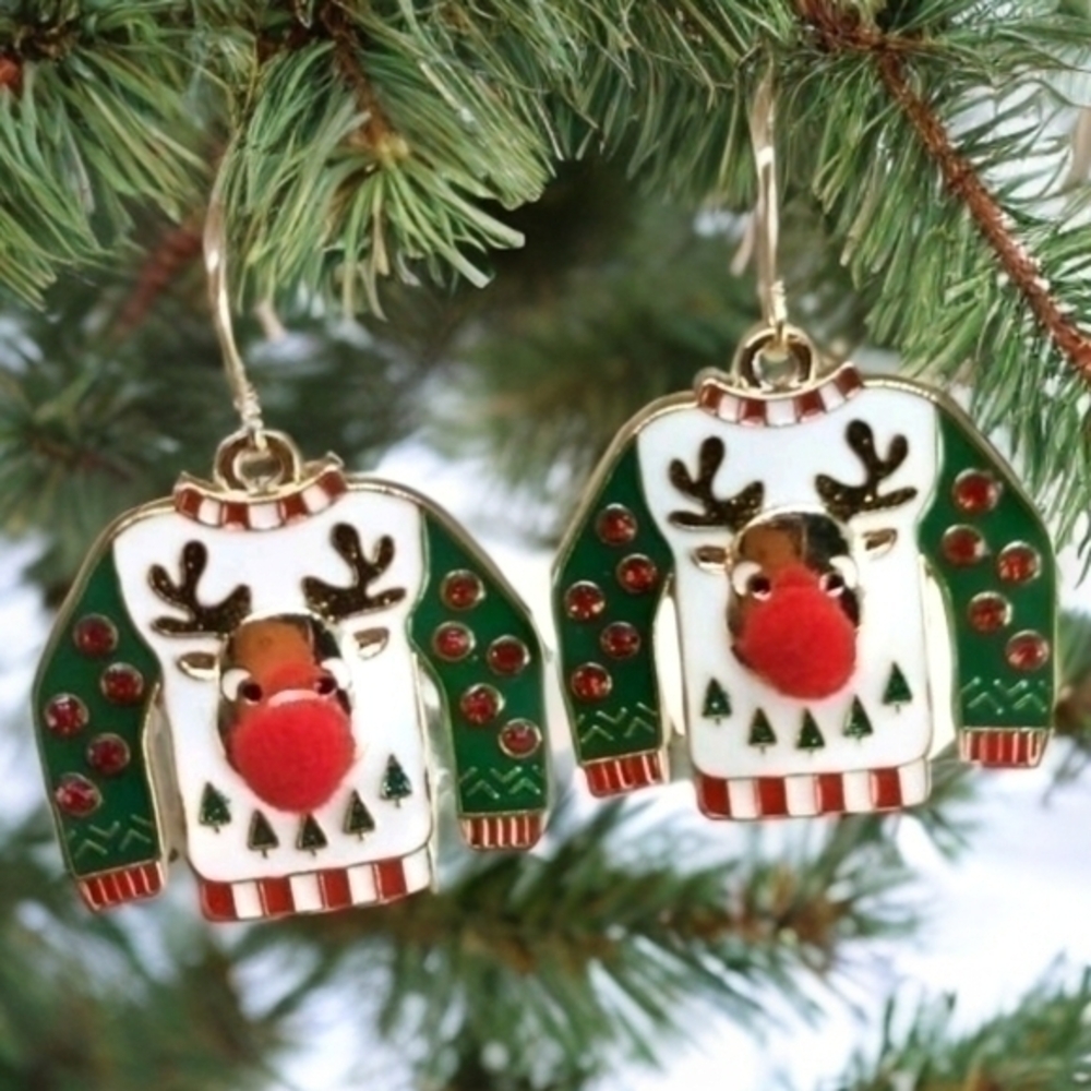 BETSEY JOHNSON HOLIDAY CHRISTMAS SWEATER EARRINGS